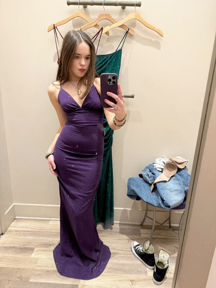 Robe de bal longue sans manches, style sirène, bretelles spaghetti, couleur raisin, paillettes, tenue de fête pour 21e anniversaire, robe de remise de diplôme, RB029