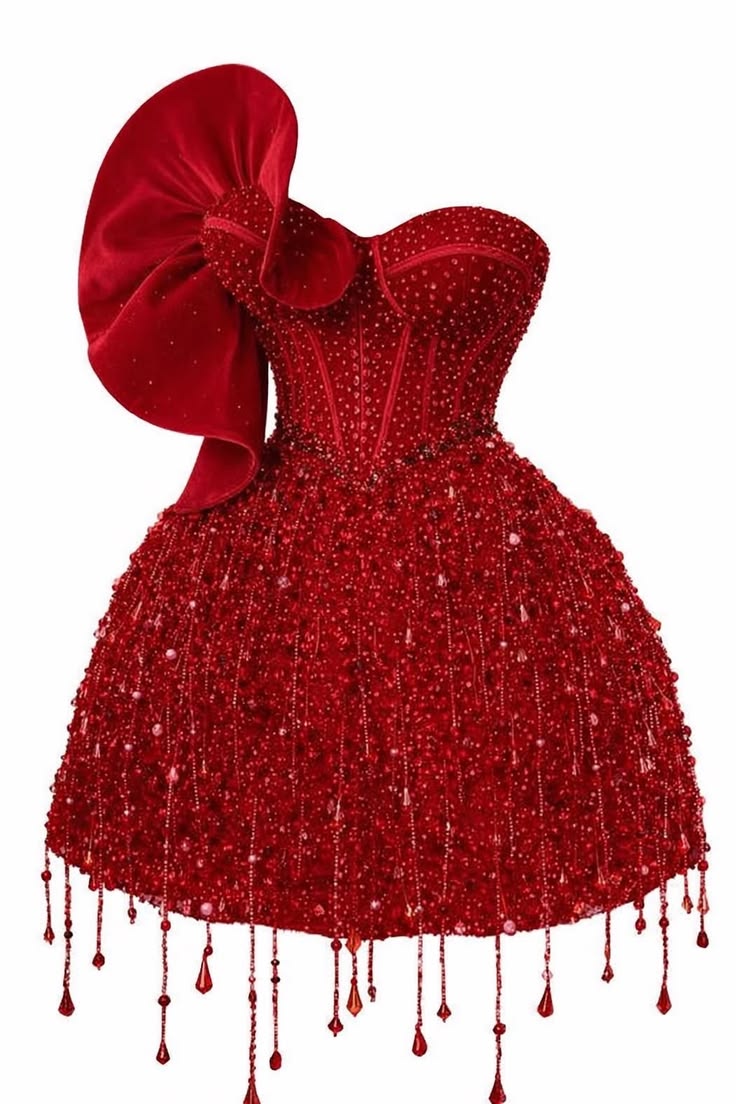 Mini robes de bal de rentrée scintillantes, bustier, rouge, à paillettes, pour bal de promo ou événement semi-formel, tenue Hoco RB4636