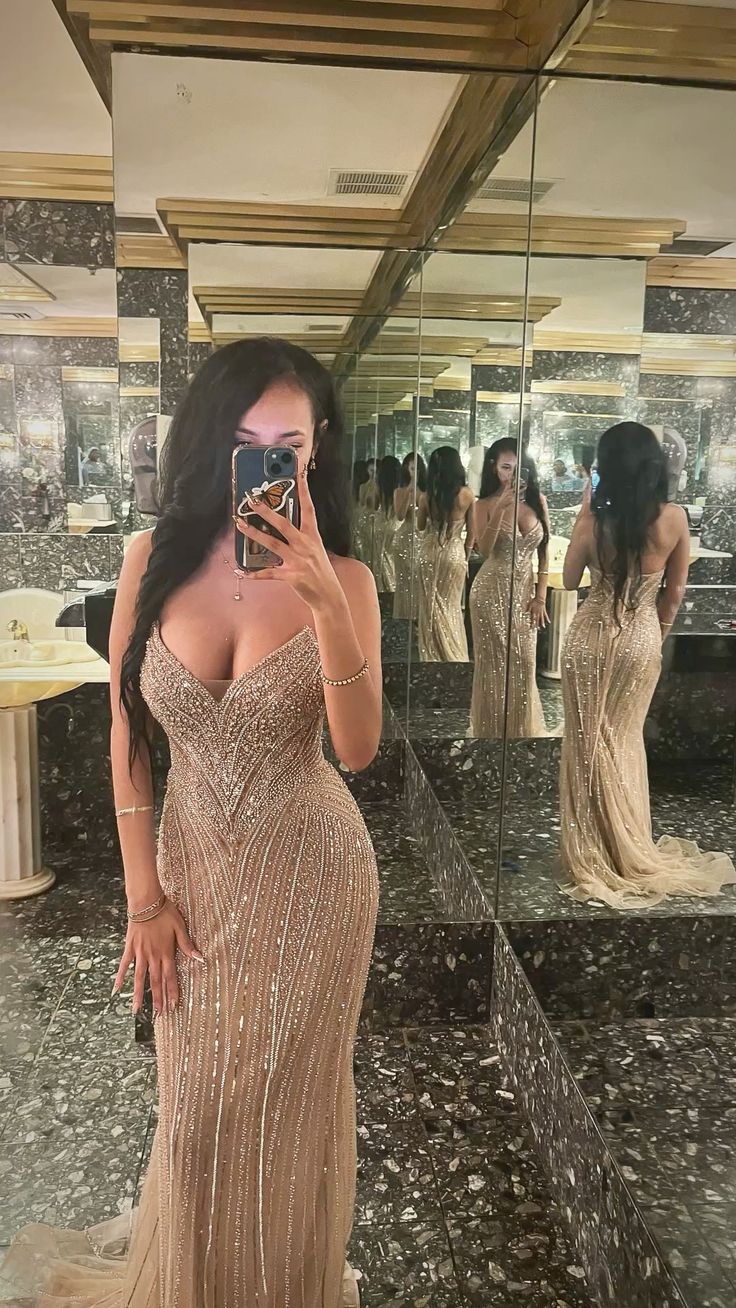 Elegant Mermaid Strapless Champagne Corset Top Sleeveless Formal For Women Girls Teens Prom Dresses N2318