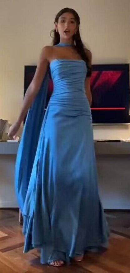 Sexy, ärmelloses, langes Meerjungfrauen-Abendkleid aus Satin mit Herzausschnitt online erhältlich AB1865