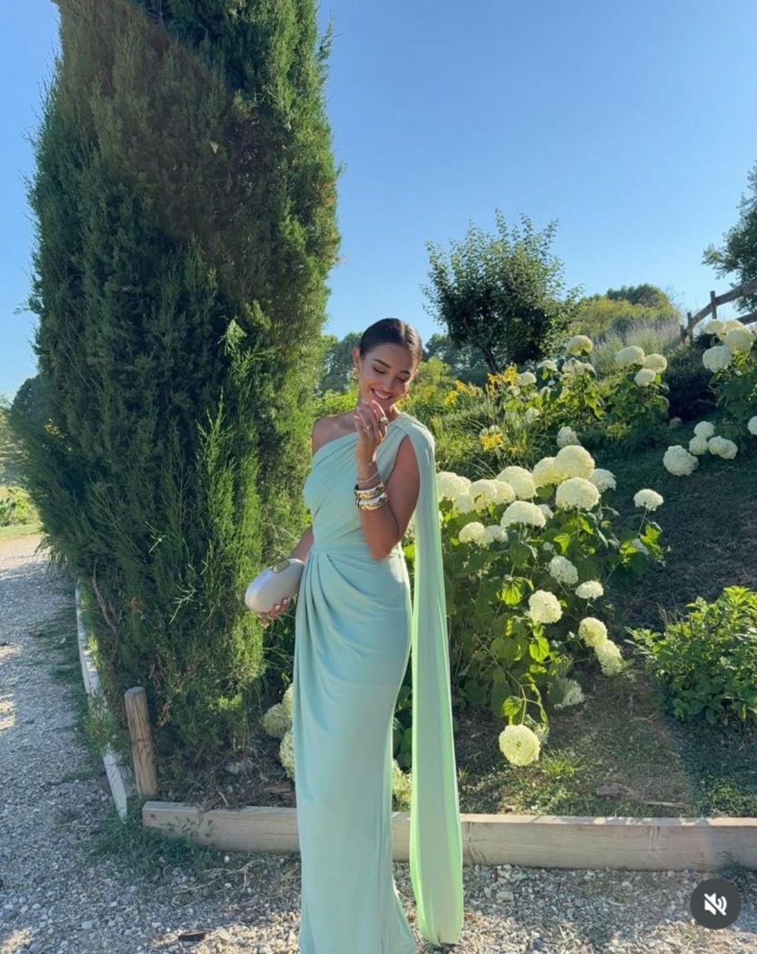 Schlichtes Meerjungfrau-Maxikleid mit One-Shoulder- und Drapierungsdesign, Grün, für Strand, Sommer, Garten, Hochzeitsgäste N2466