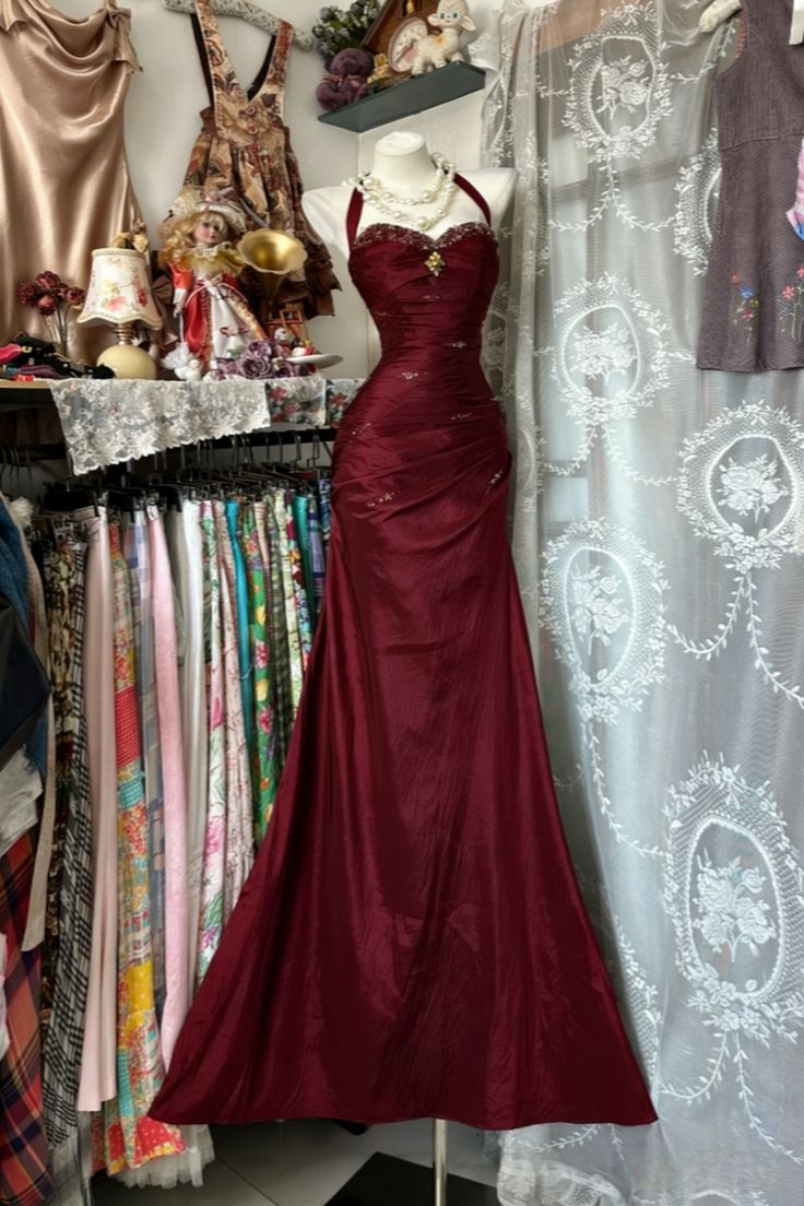 Vintage Neckholder Etuikleid, langes Ballkleid, perlenbesetztes Satinkleid, blaues Abendkleid, ärmelloses Geburtstagskleid N783