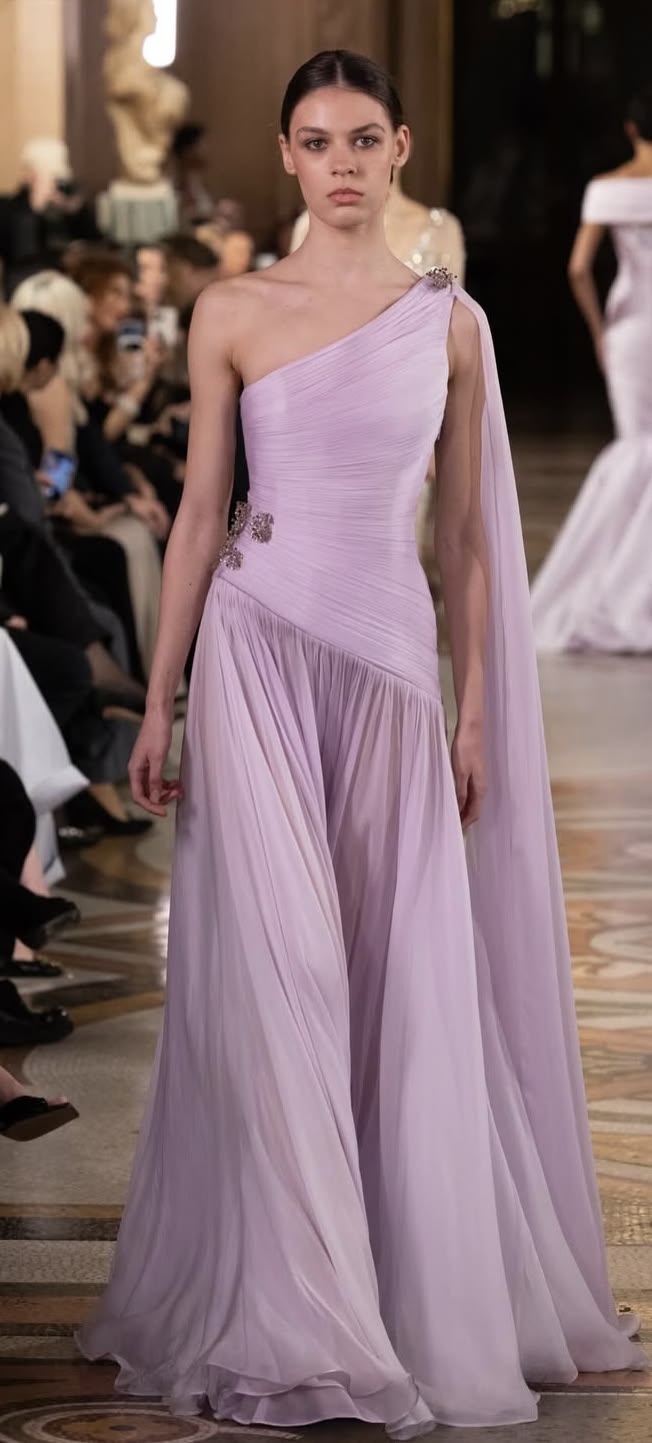 Charming A Line One Shoulder Lilac With Cape Summer 19th Birthday Elegant Outfit Wedding Guest Dresses N4159
