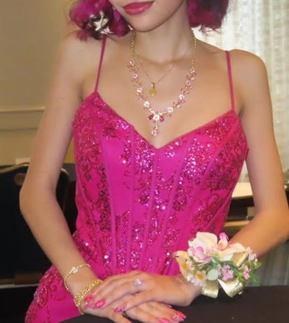 Glitzerndes Meerjungfrauen-Abendkleid für Damen, pinkfarbene Pailletten, langes formelles Ballkleid, AB1716