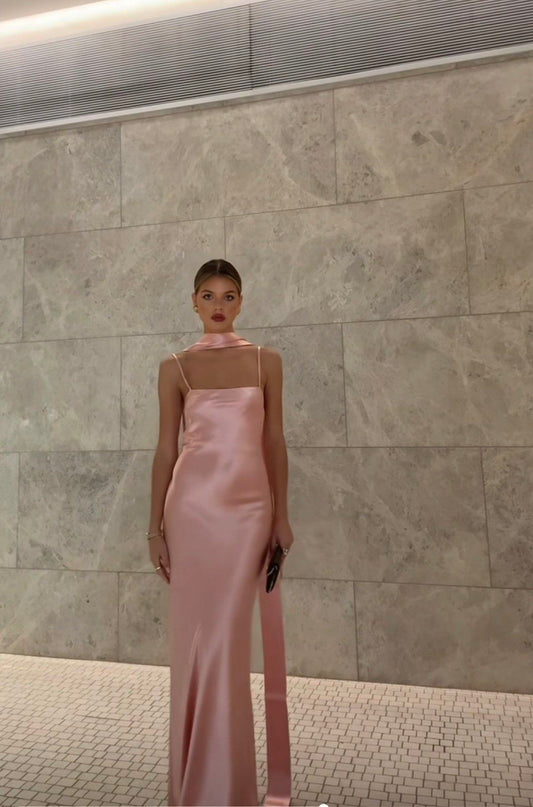 Charming Mermaid Strapless Pink With Scarf Summer 19th Birthday Elegant Outfit Wedding Guest Dresses N4156