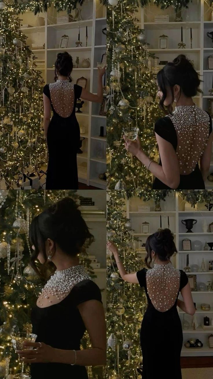 Robe de soirée en velours noir ornée de perles, robe de fête, robe de bal d'anniversaire AB1634