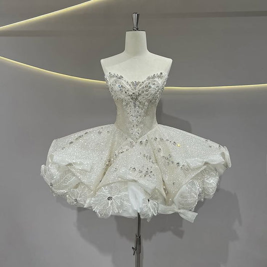 Beautiful Ball Gown Sweetheart White With Silver Beading Mini Graduation Dresses Short Inspo Senior Homecoming Outfits RB3559