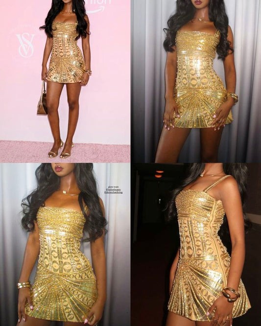 Sophisticated Sheath Square Neck Gold With Beaded Grape For Women Girls Graduation Dress Short Mini Homecoming Dresses Hoco Outfit RB3661
