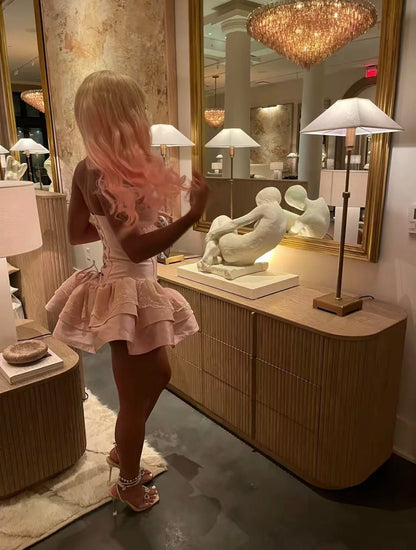 Cute Ball Gown Sweetheart Pink Lace For Black Girls Short 15 birthday outfit ideas black girls Inspo Mini Cocktail Outfits RB3760