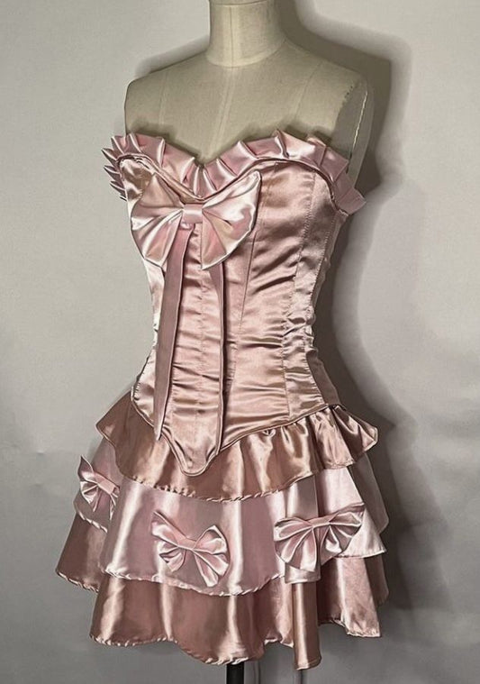Pretty A line Sweetheart Pink Satin For Teens Women Party Dress Short Mini 23rd Birthday Dresses Hoco Outfit RB3666