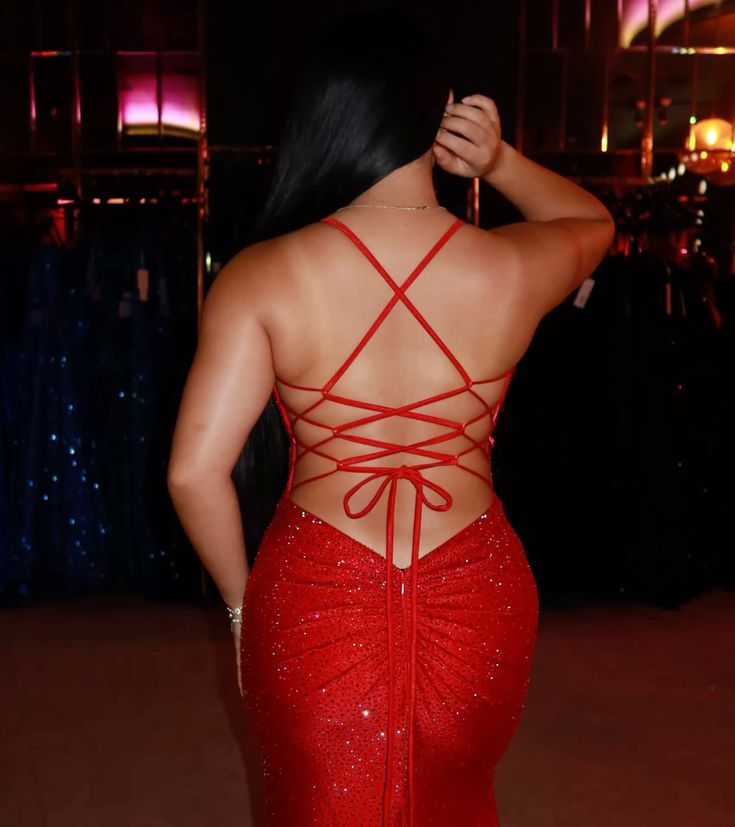 Sexy Mermaid Halter Red Sequin Prom Dresses For Teens Formal Dress Party Outfits Prom Gown RB2127