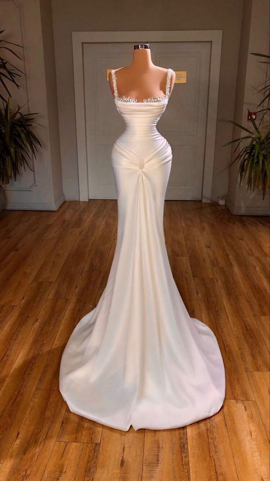 Modest Mermaid Sweetheart Pearls White Prom Dresses With Beads Gem Lilac Evening Party Formal Gown 20th Birthday Outfits AB834