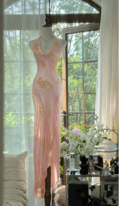 Grünes, ärmelloses Chiffon-Abendkleid mit Perlenbesatz, langes Ballkleid, elegantes grünes Abendkleid, Tanzoutfit N530