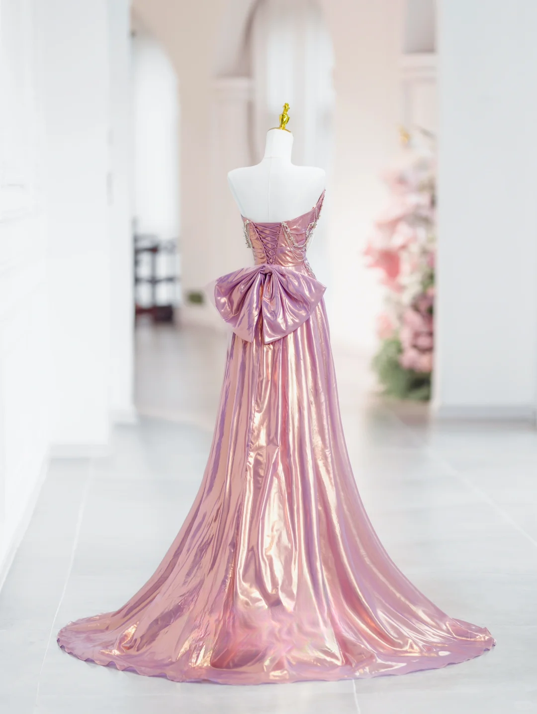 Elegant Mermaid Sweetheart Pink Satin Long Floor Length Prom Dress Inspiration Long Prom Dresses DH2815