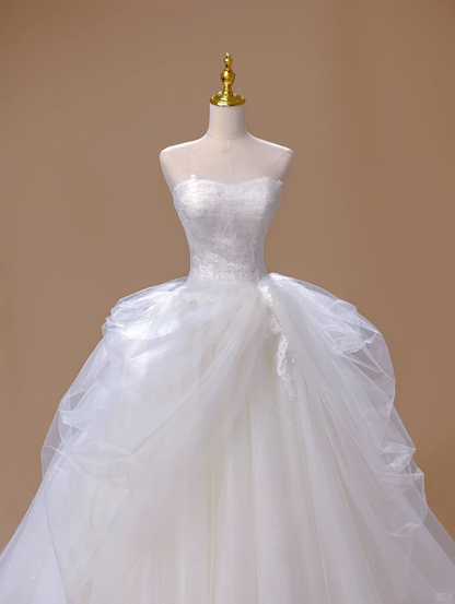 Robe de mariée longue blanche en tulle, robe de bal princesse, sans bretelles, magnifique robe de mariée formelle, DH2816