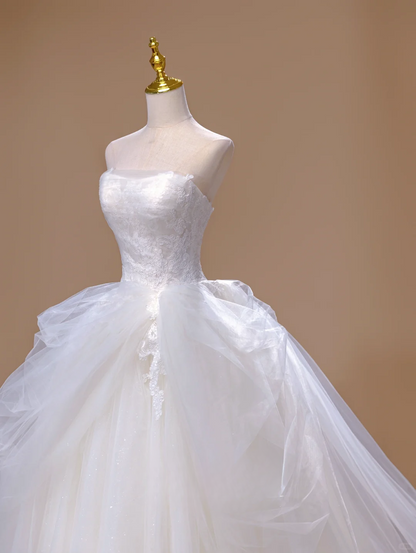 Robe de mariée longue blanche en tulle, robe de bal princesse, sans bretelles, magnifique robe de mariée formelle, DH2816
