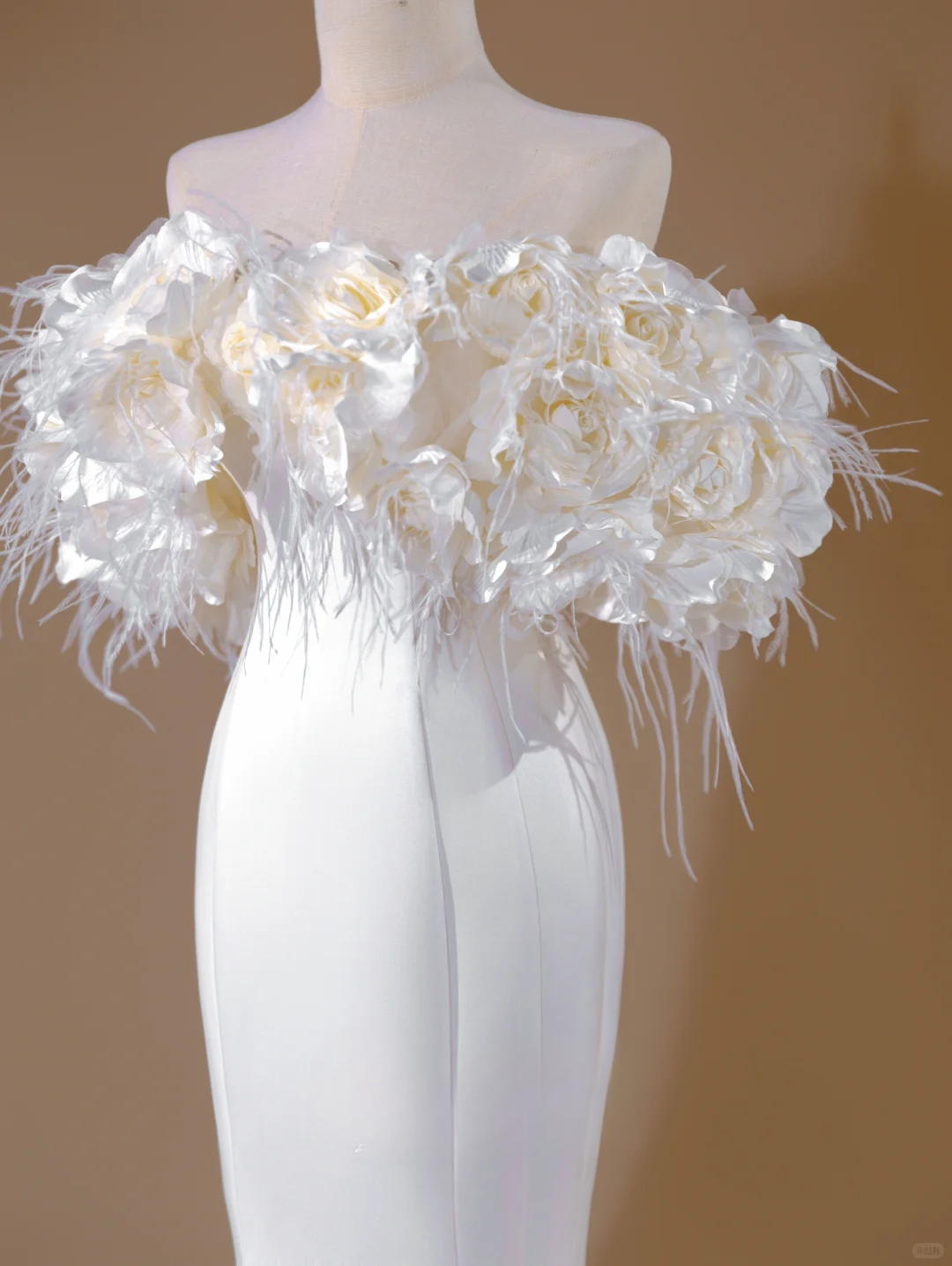 Dreamy Mermaid Off The Shoulder Flowers Satin Long Wedding Dress Beautiful Formal Short Sleeves Wedding Dresses DH2818