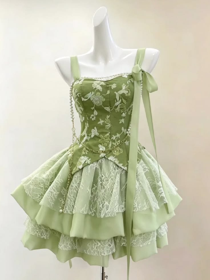 Sweety Ball Gown Straps Green Lace Mini Hoco & Homecoming Dress Ideas Senior High Schools Party Dresses RB6517