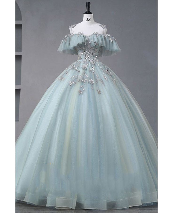 Princess Ball Gown Tulle Prom Dress With Beadings Prom Gown AB139