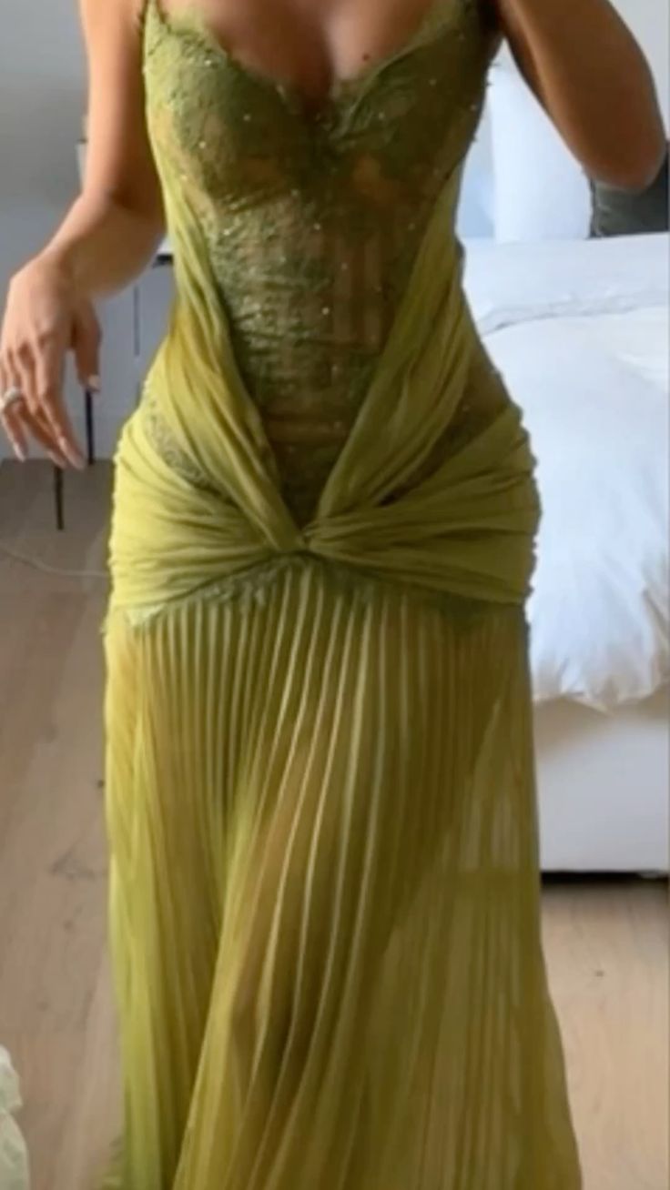 Elegant Mermaid Straps Olive Green Lace Perfection-Formal Goals Nigh Evening Long Prom Dress Party Outfits RB6763
