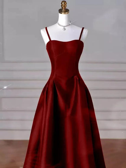 Classy Simple A-Line Dark Blue Satin Long Prom Dress, Dark Blue Long Formal Dress AB136