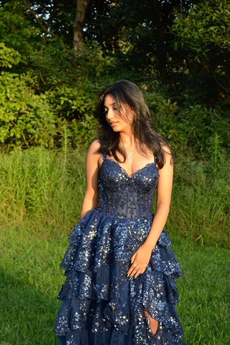 Robe de bal scintillante à épaules dénudées avec fente en dentelle pour adolescentes, robe de soirée longue à sequins N792