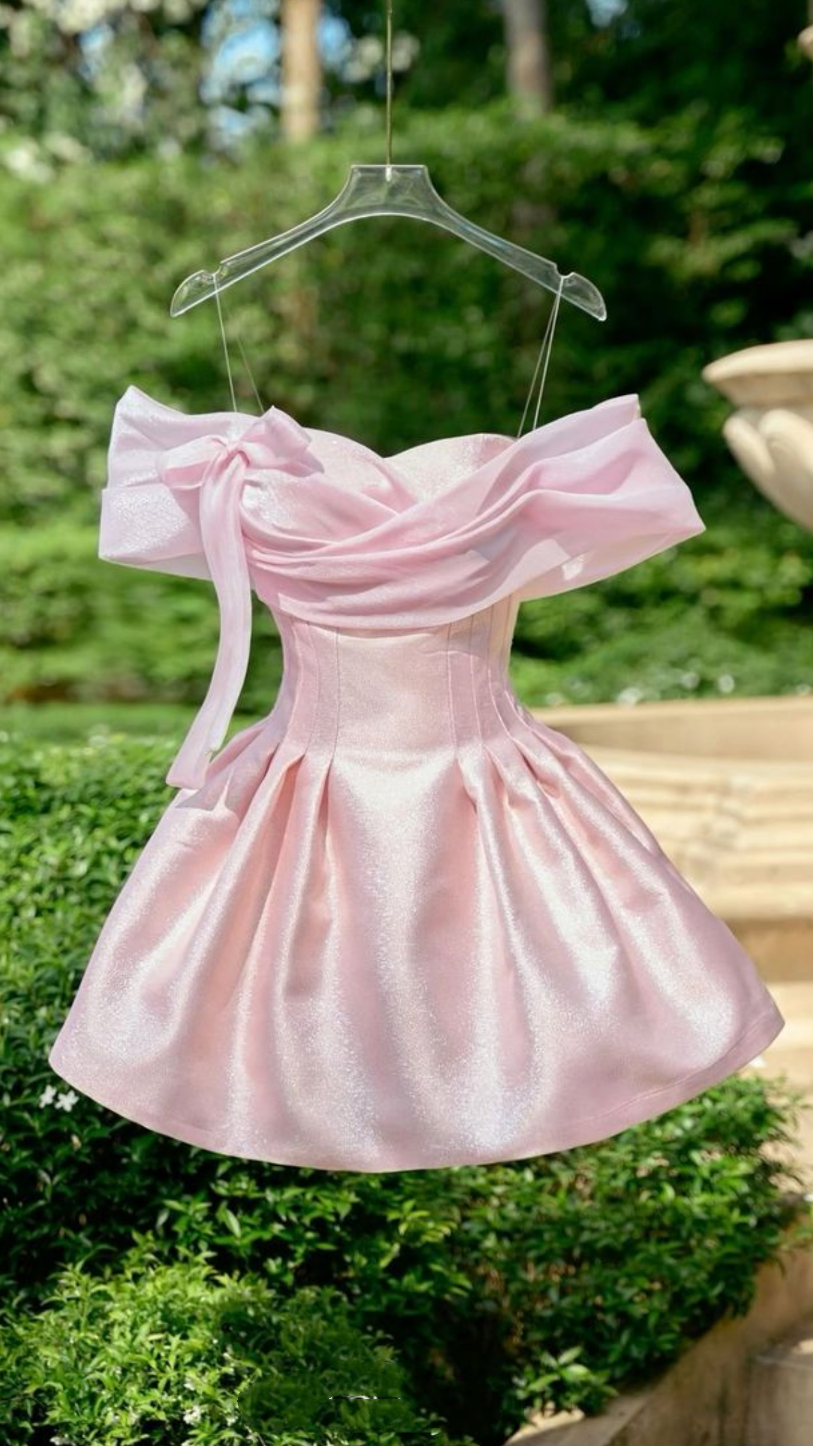 Beautiful Short Homecoming Dresses Ball Gown Off The Shoulder Pink Semi Formal Graduation Hoco Outfit RB4670