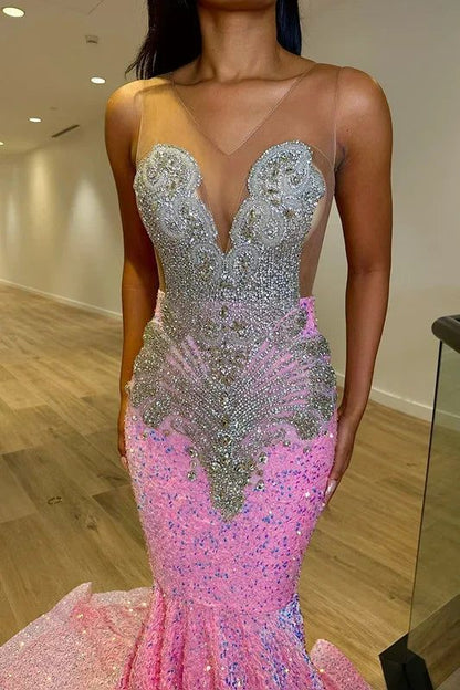 Shoulder Straps Luxurious Tulle Mermaid Prom Dress N1508