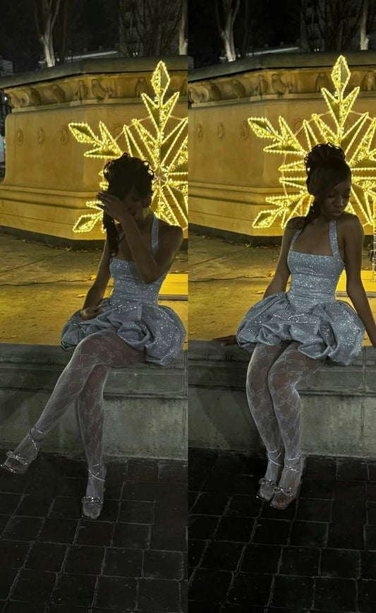 Refined Ball Gown Halter Sequin For Black Girls Party Short Mini 18th Birthday Dresses Hoco Outfit RB3774