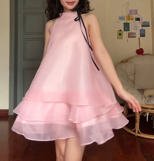 Cute Ball Gown High Neck Pink Short Mini Party Dress Cocktail Homecoming Dresses N4241
