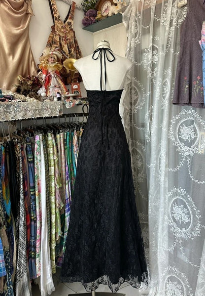 Vintage Black Elegant Vintage Prom Party Gown Evening Dress Princess Formal Dress N781