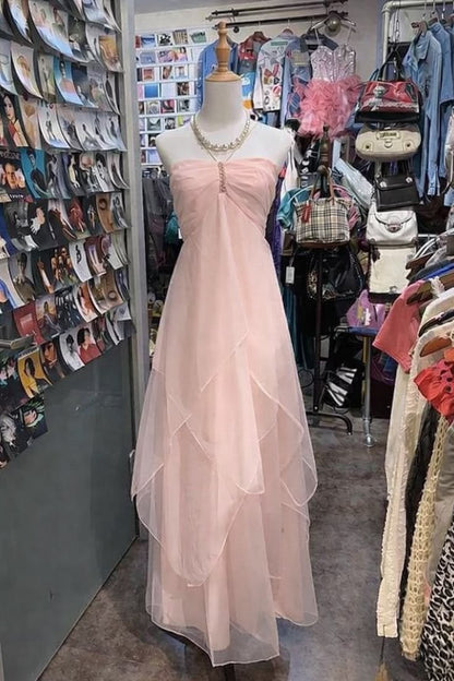 Robes de bal vintage dos nu roses sans manches longues robes de soirée pour femmes N4183