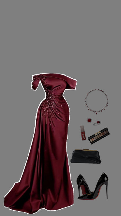 Sexy Mermaid Off The Shoulder Burgundy Satin Prom Dresses Inspiration Birthday Dress Princess Graduation Dress B363