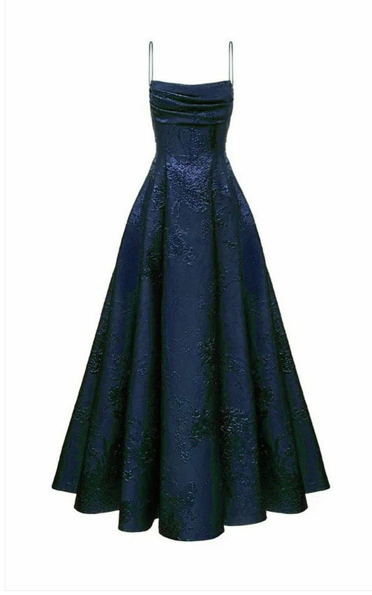 Elegant Prom Dress A-Line Spaghetti Strap Dark Green Satin Sleeveless Evening Dress Backless Formal Party Gowns AB442