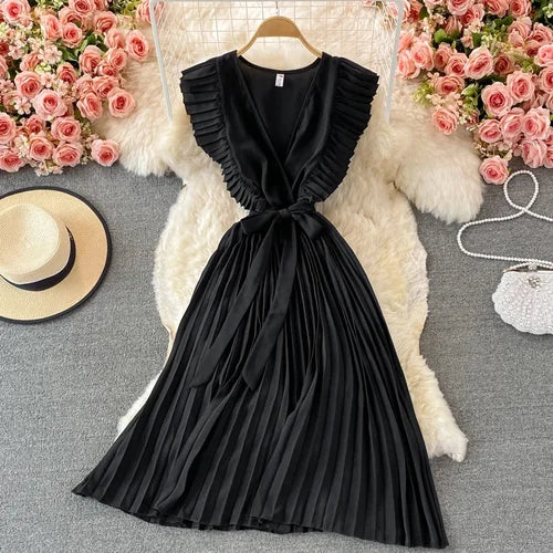 Simple V-neck Chiffon Short Dress Fashion Dress RF0027