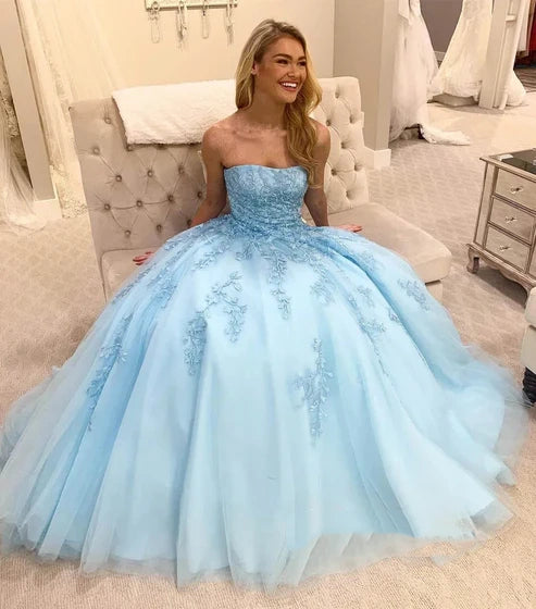 Robe de bal unique en tulle jaune à décolleté cœur avec applications de dentelle, robe de soirée longue AB596