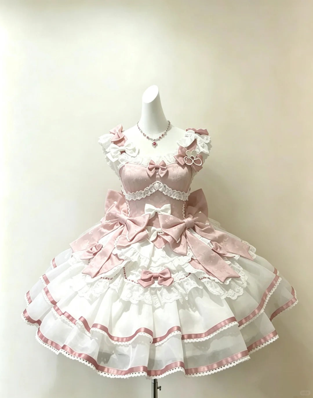 Romantisches Ballkleid Quadratischer Ausschnitt Rosa Satin Weiße Spitze Mit Schleifen Lolita Kleid Homecoming Kleider Hoco Outfits RB4687
