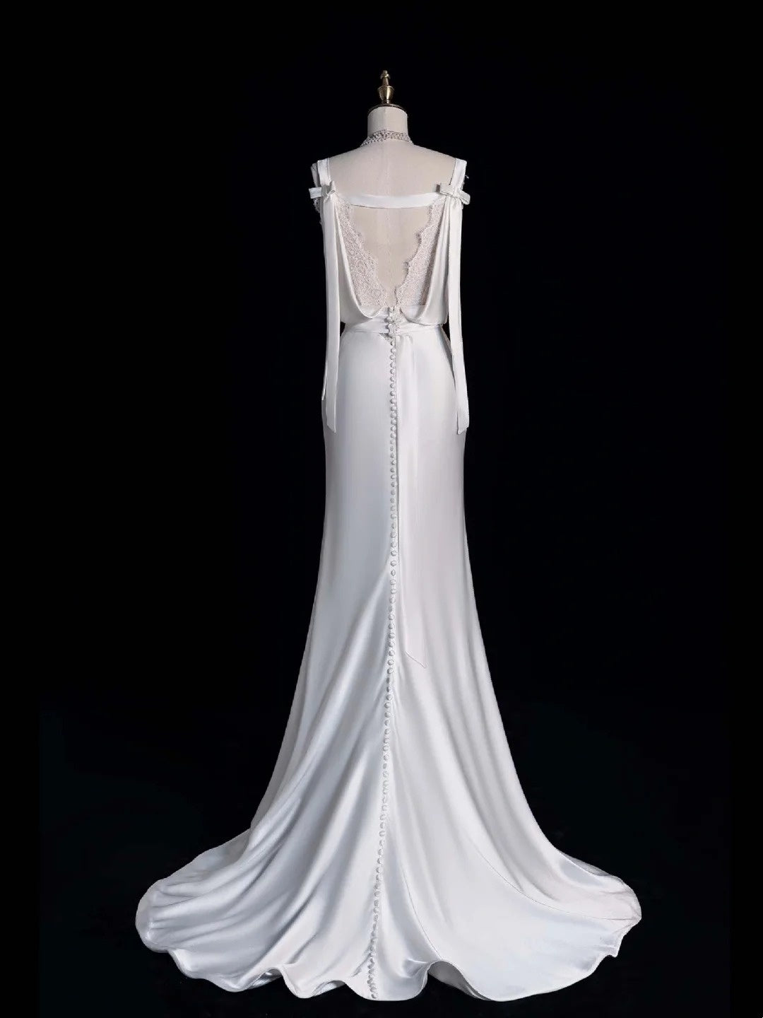 Robe de mariée longue blanche en dentelle, style sirène intemporel, col bénitier, robe de mariée bohème féérique pour la plage ou l'été N552