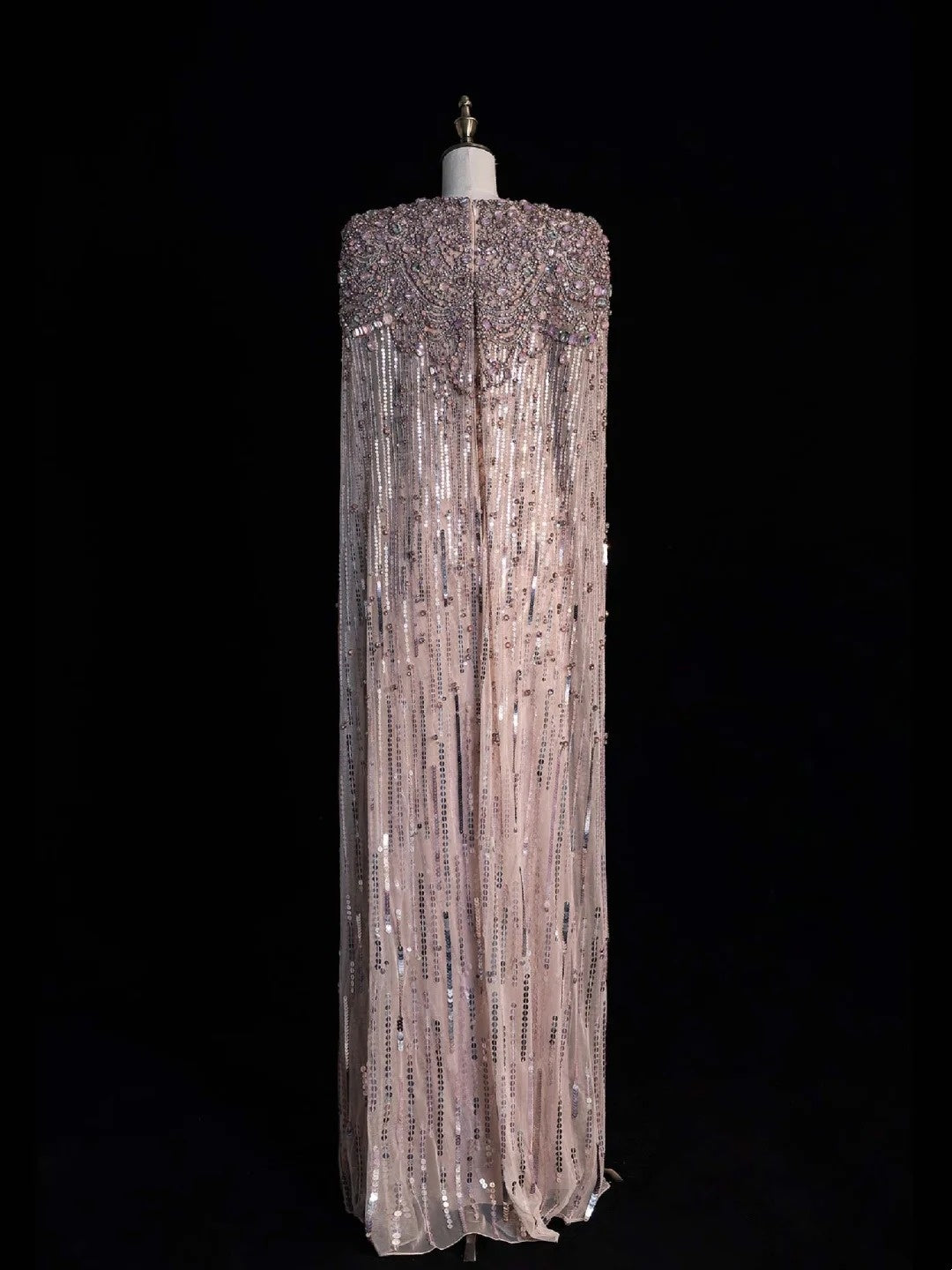Funkelndes langes A-Linien-Abendkleid mit V-Ausschnitt, rosa Pailletten und Perlenbesatz am Oberteil, formelles Ballkleid N547