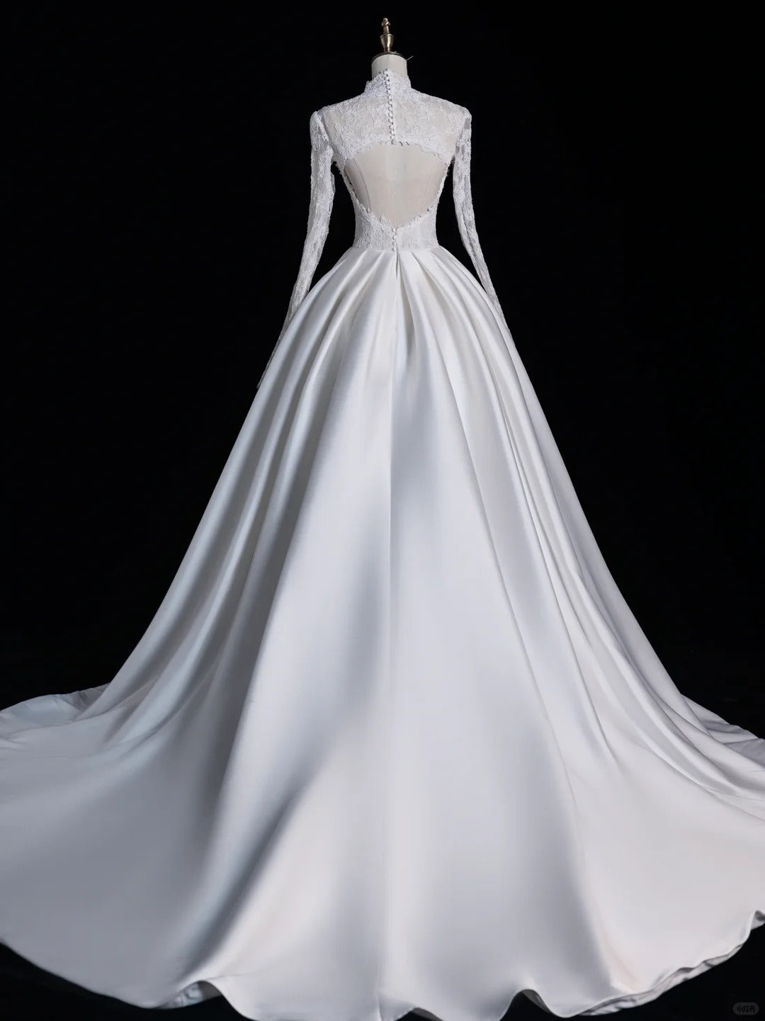 Zeitloses Ballkleid mit hohem Kragen, langen Ärmeln, Spitze, weißem Brautkleid mit offenem Rücken, märchenhaftem Boho-Stil, Strand- und Sommerbrautkleid N553