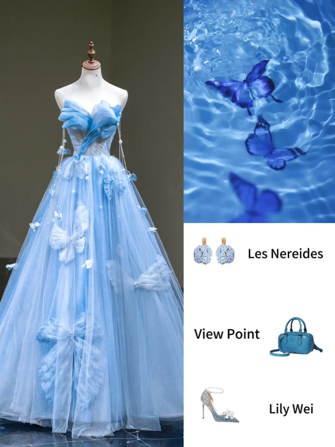 Cute Ball Gown Sweetheart Blue Tulle Long Sleeveless Prom Dresses For High School People Girls Formal Evening Dress N1038