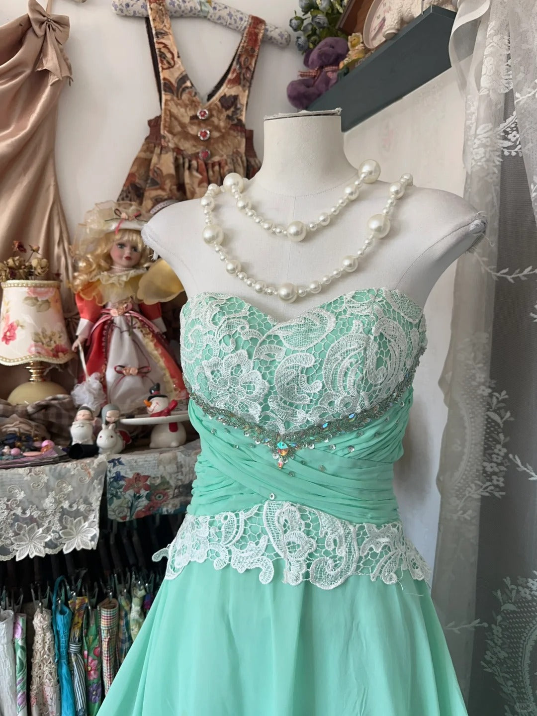 Robe de bal longue en mousseline bleue élégante, coupe trapèze, sans bretelles, pour adolescentes - Tenue de soirée - Robe de cérémonie N1067