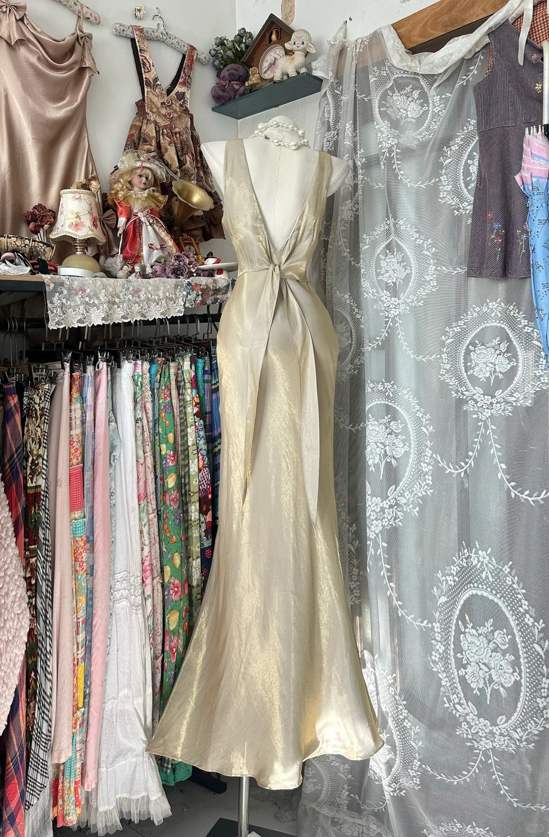 Robe de bal longue sirène dorée élégante pour adolescentes, décolleté rond, tenue de soirée formelle N1065
