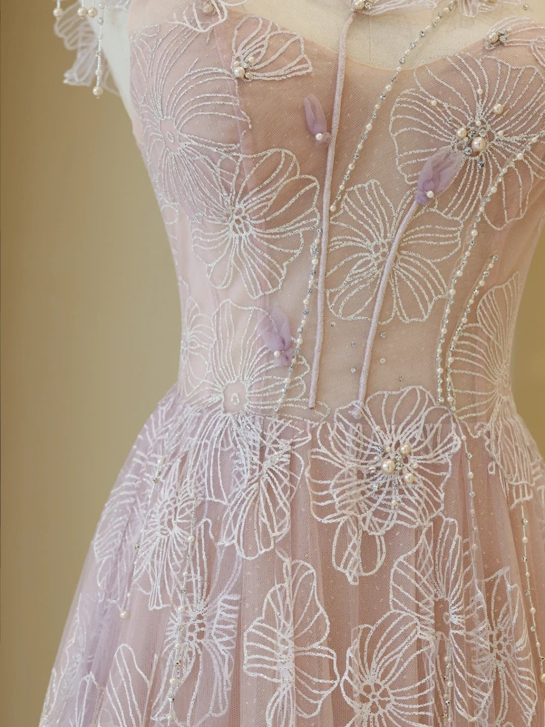 Robe de bal longue rose en tulle et dentelle, élégante, coupe trapèze, bretelles, inspiration robe de soirée formelle robe de bal N200