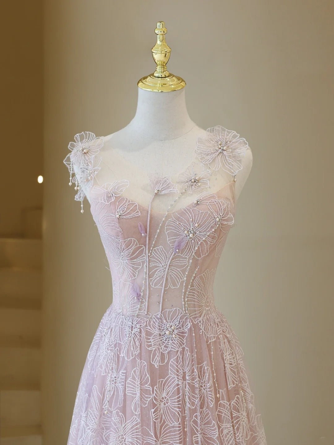 Robe de bal longue rose en tulle et dentelle, élégante, coupe trapèze, bretelles, inspiration robe de soirée formelle robe de bal N200