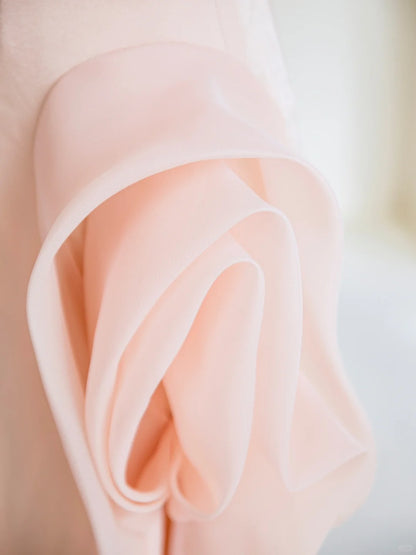 Robe de bal longue rose poudré asymétrique sirène intemporelle - Inspiration robe de soirée - N304