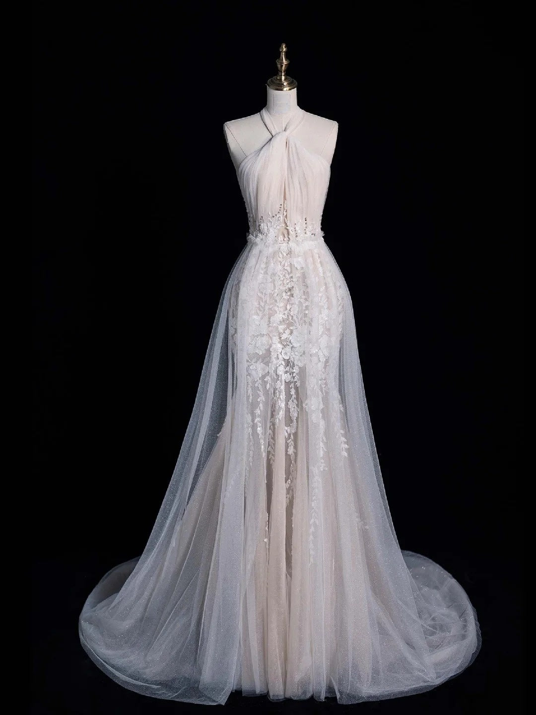 Robe de mariée sirène classique dos nu en dentelle blanche avec appliques, style vintage, robe de mariée d'été N561