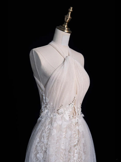 Robe de mariée sirène classique dos nu en dentelle blanche avec appliques, style vintage, robe de mariée d'été N561