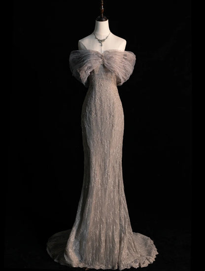 Elegantes Ballkleid, schulterfrei, Etuikleid, langes Abendkleid, semi-formelles Kleid N571