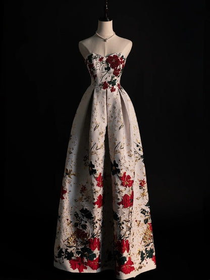 Modest A line Sweetheart Floral Appliqued Satin Long Prom Dresses Night Formal Dresses N577